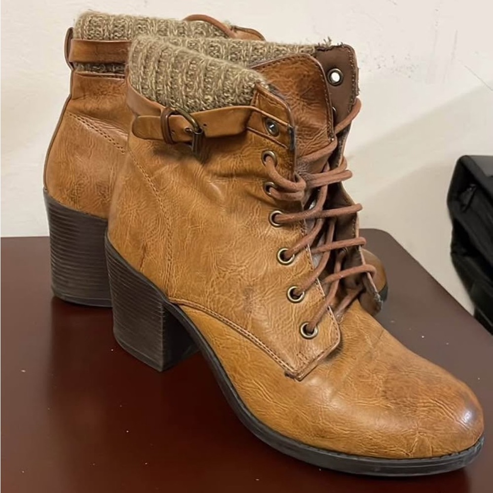 Brown leather boots